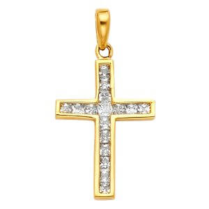 14KY Cross CZ Pendant
