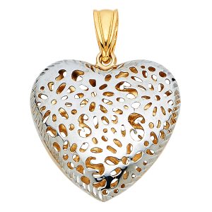 14K 2T Flower Cut Out Heart Pendant