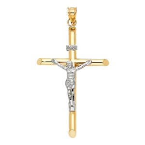 14K 2T Crucifix Pendant