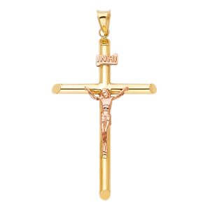 14K 2T Crucifix Pendant