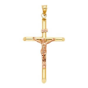 14K 2T Crucifix Pendant
