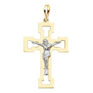 14K 2T Crucifix Pendant