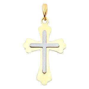 14K 2T Cross Pendant