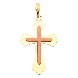 14K 2T Cross Pendant