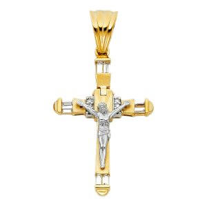 14K 2T CZ Fancy Crucifix Pendant