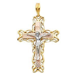 14K 3C Fancy Crucifix Pendant