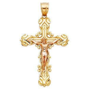 14K 2T Fancy Crucifix Pendant
