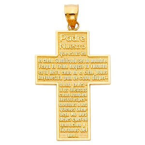 14KY Padre Nuestro Cross Pendant