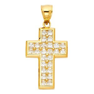14KY CZ Cross Pendant