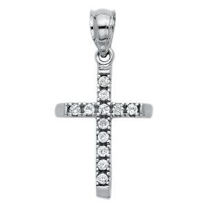 14KW CZ Cross Pendant
