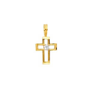 14KY CZ Cross Pendant