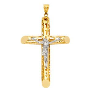 14K 2T Cut Out Crucifix Pendant