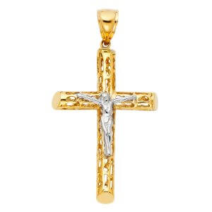 14K 2T Cut Out Crucifix Pendant