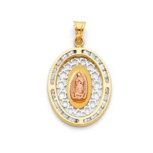 14K 3C Guadalupe CZ Pendant