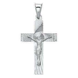 14KW Crucifix Stamp Pendant