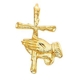 14KY Praying Hand with Cross Pendant