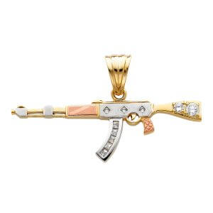 14K 3C CZ Rifle Gun Pendant