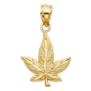 14KY Marijuana Leaf Pendant