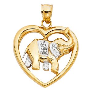 14K 2T Elephant Heart Pendant