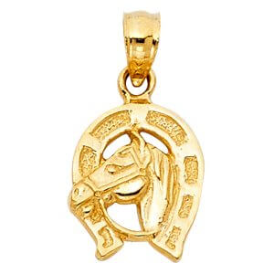14KY Lucky Horse Shoe Pendant