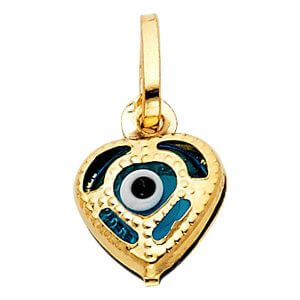 14KY Evil Eye Heart Pendant
