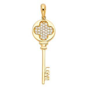 14KY Love Key Pendant