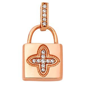 14K Pink CZ Lock Pendant
