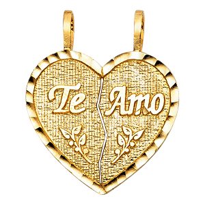 14KY Te Amo Heart 2 Piece Pendant