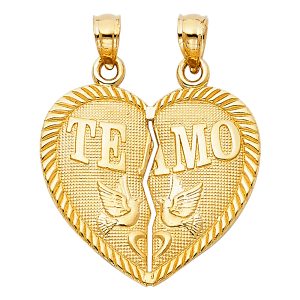 14KY Te Amo Heart 2 Piece Pendant