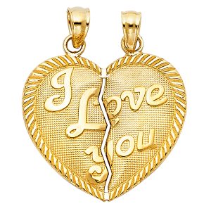 14KY Te Amo Heart 2 Piece Pendant