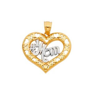 14K 2T Mom Heart Pendant