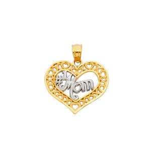 14K 2T Mom Heart Pendant