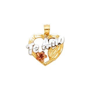 14K 3C Te Amo Heart Pendant