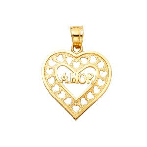 14KY Te Amo Heart Pendant