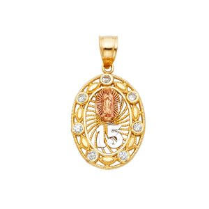14K 3C CZ 15 Years Pendant