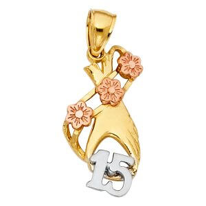 14K 3C 15 Years Heart Pendant