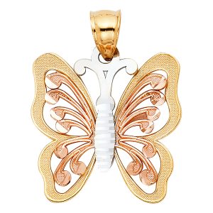 14K 3C Butterfly Pendant