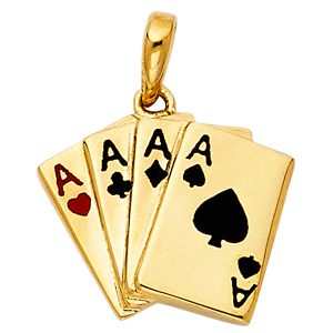 14K 2T A Poker Pendant