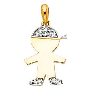 14K 2T CZ Boy Pendant