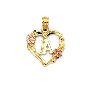 14K 2T Initial Heart Pendant