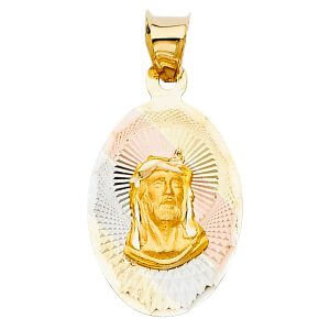 14K 3C Jesus Stamp Pendant