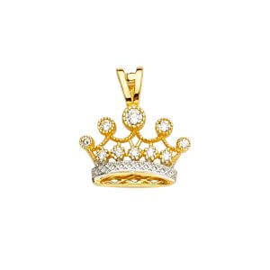 14KY CZ Crown Pendant