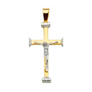 14K 2T Crucifix Cross Pendant