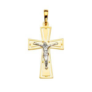14K 2T Crucifix Cross Pendant