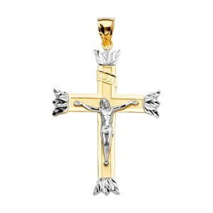 14K 2T Crucifix Cross Pendant