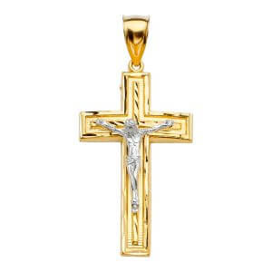 14K 2T Crucifix Cross Pendant