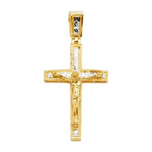 14K 2T Crucifix Cross Pendant