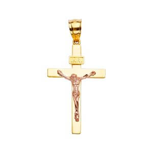 14K 2T Crucifix Cross Pendant