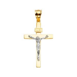 14K 2T Crucifix Cross Pendant
