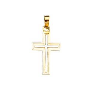 14K 2T Cross Pendant